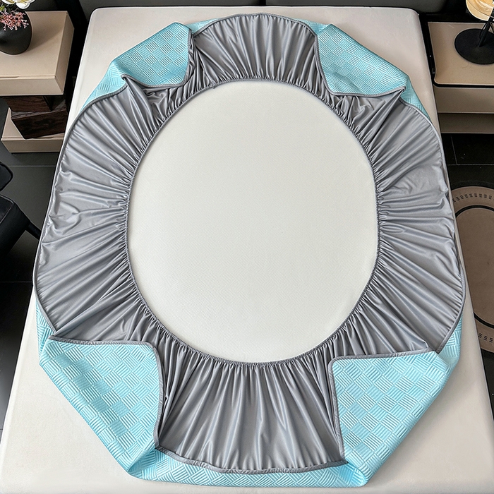 91家纺网 家纺一手货源 找家纺 乐家欣 2026新款提花凉感床笠款床席款软凉席 床笠款提花-清水蓝