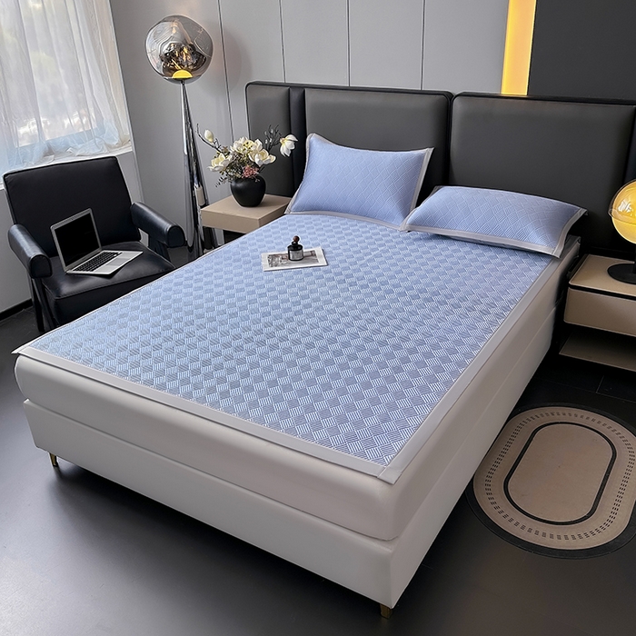 91家纺网 家纺一手货源 找家纺 乐家欣 2026新款提花凉感床笠款床席款软凉席 床席款提花-紫灰