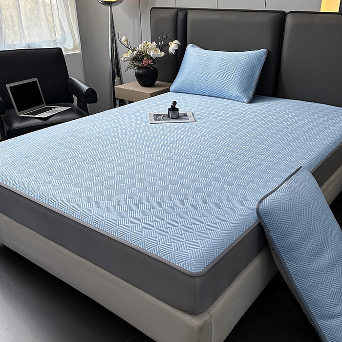 91家纺网 家纺一手货源 找家纺 乐家欣 2026新款提花凉感床笠款床席款软凉席 床笠款提花-宾利蓝