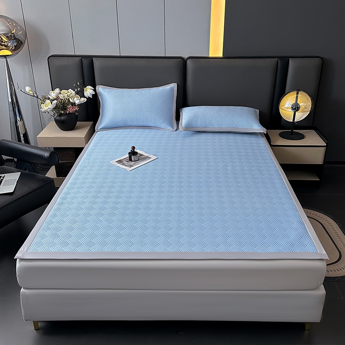 91家纺网 家纺一手货源 找家纺 乐家欣 2026新款提花凉感床笠款床席款软凉席 床席款提花-宾利蓝