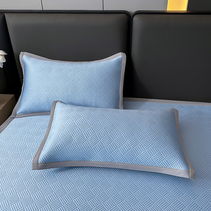 91家纺网 家纺一手货源 找家纺 乐家欣 2026新款提花凉感床笠款床席款软凉席 床席款提花-宾利蓝