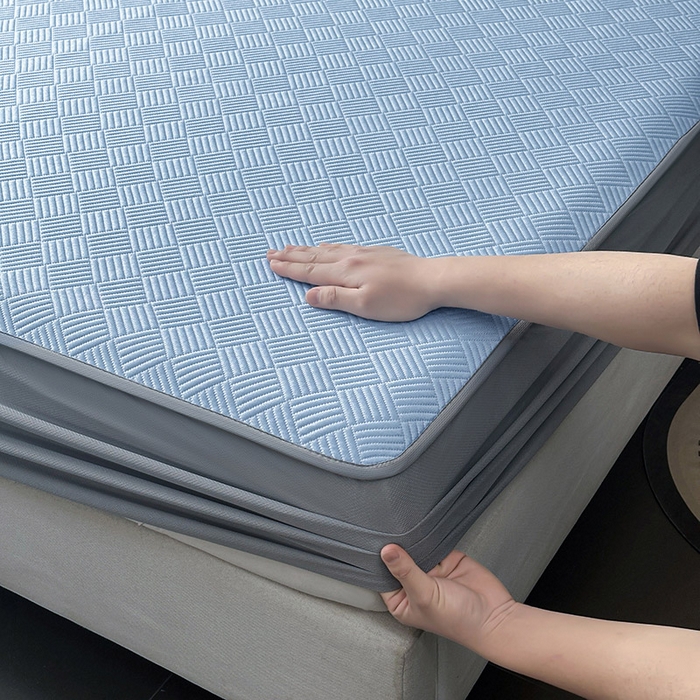 91家纺网 家纺一手货源 找家纺 乐家欣 2026新款提花凉感床笠款床席款软凉席 床笠款提花-宾利蓝