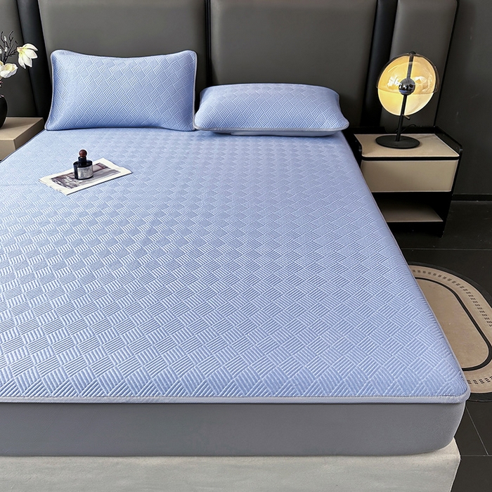 91家纺网 家纺一手货源 找家纺 乐家欣 2026新款提花凉感床笠款床席款软凉席 床笠款提花-紫灰