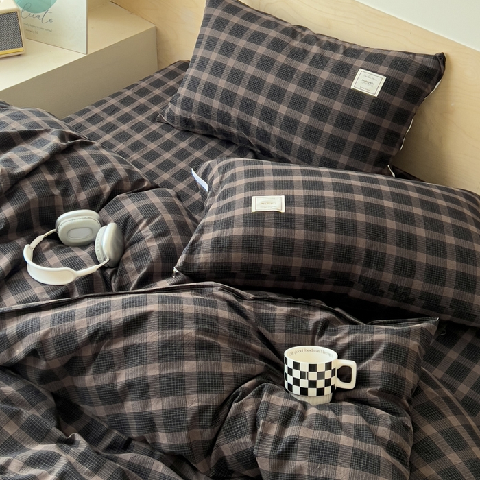 91家纺网 家纺一手货源 找家纺 （总）花香四季家纺 2026新款简约全棉高织高密色织纯棉水洗棉四件套