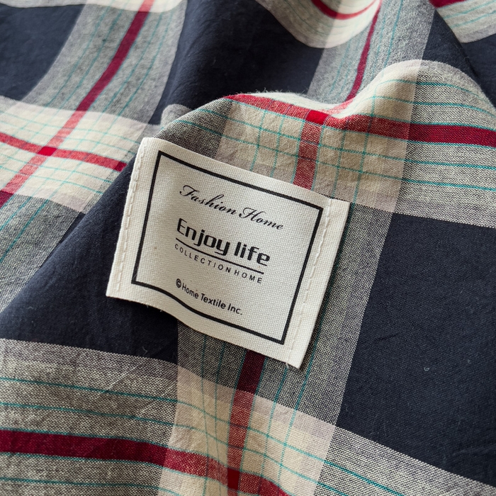 91家纺网 家纺一手货源 找家纺 花香四季家纺 2026新款简约全棉高织高密色织纯棉水洗棉四件套 黑桃A