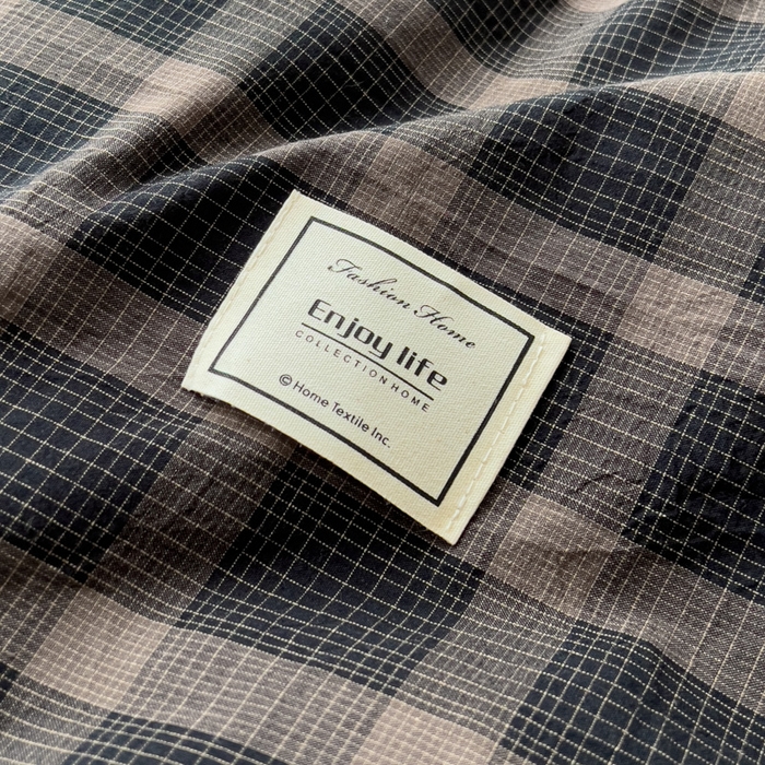 91家纺网 家纺一手货源 找家纺 花香四季家纺 2026新款简约全棉高织高密色织纯棉水洗棉四件套 黑巧