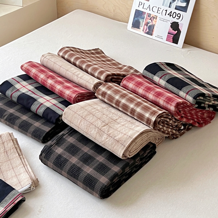 91家纺网 家纺一手货源 找家纺 花香四季家纺 2026新款简约全棉高织高密色织纯棉水洗棉四件套 组合图仅供参考 不可下单