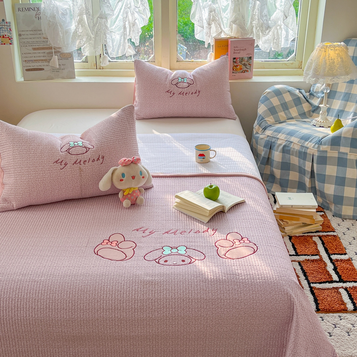 91家纺网 家纺一手货源 找家纺 梵克保罗 2026春夏直播热款贴布绣加厚古法水洗棉夹棉床盖单被套 美小蒂