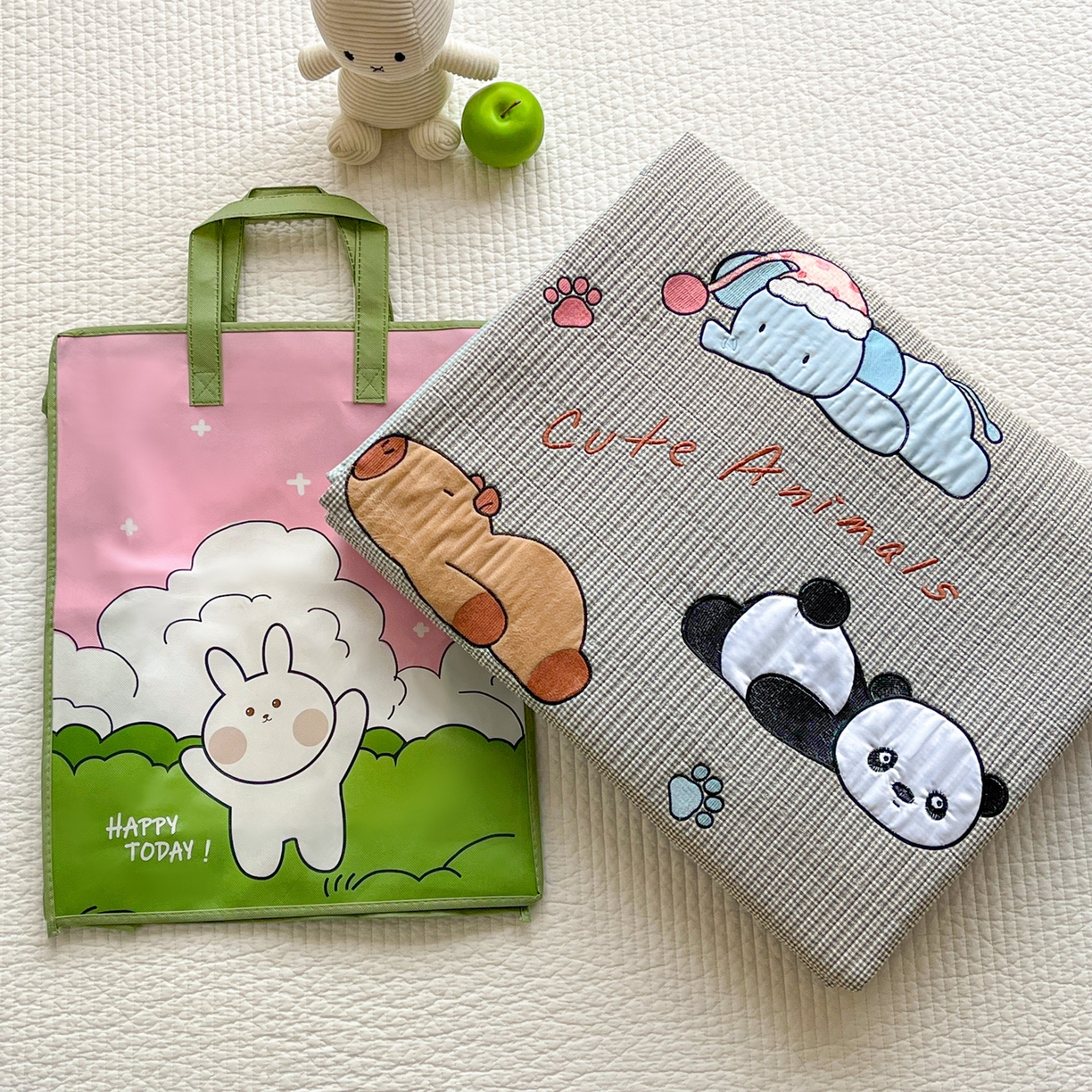 梵克保罗 2026春夏直播热款贴布绣加厚古法水洗棉夹棉床盖单被套 熊猫卡皮