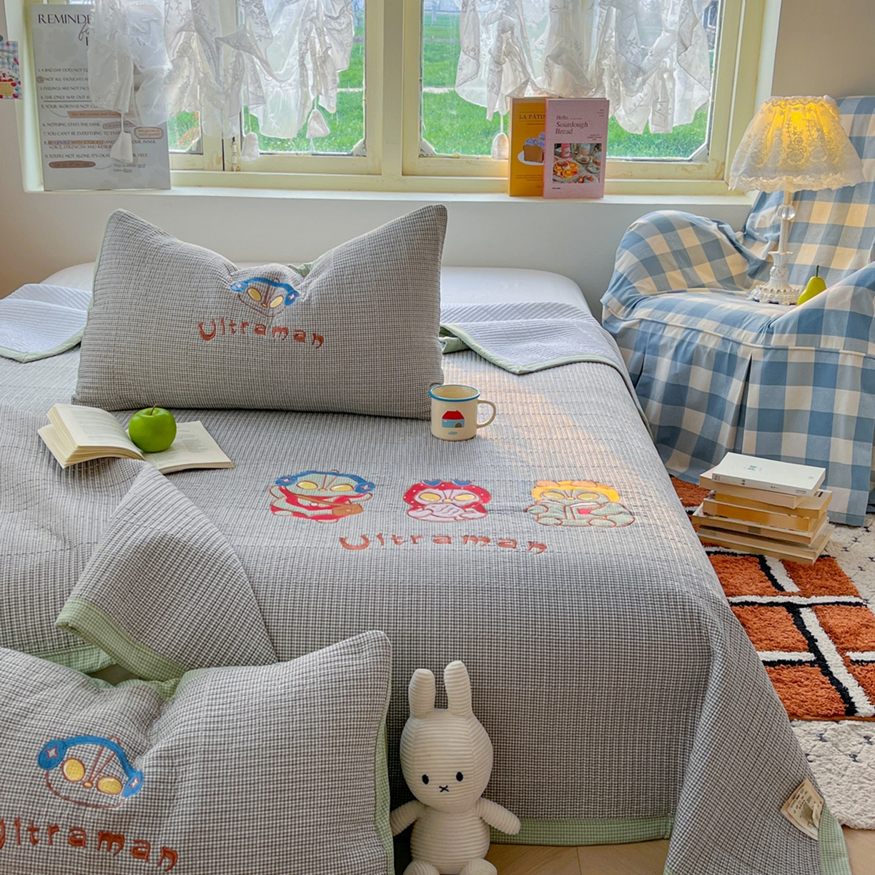 91家纺网 家纺一手货源 找家纺 梵克保罗 2026春夏直播热款贴布绣加厚古法水洗棉夹棉床盖单被套 奥特兄妹