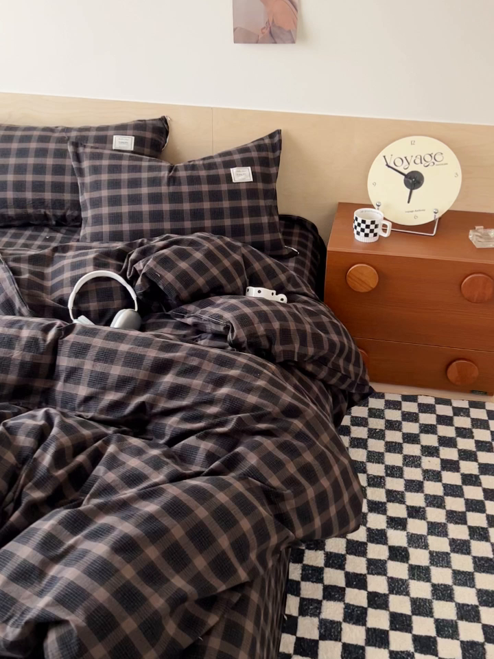 91家纺网 家纺一手货源 找家纺 （总）花香四季家纺 2026新款简约全棉高织高密色织纯棉水洗棉四件套