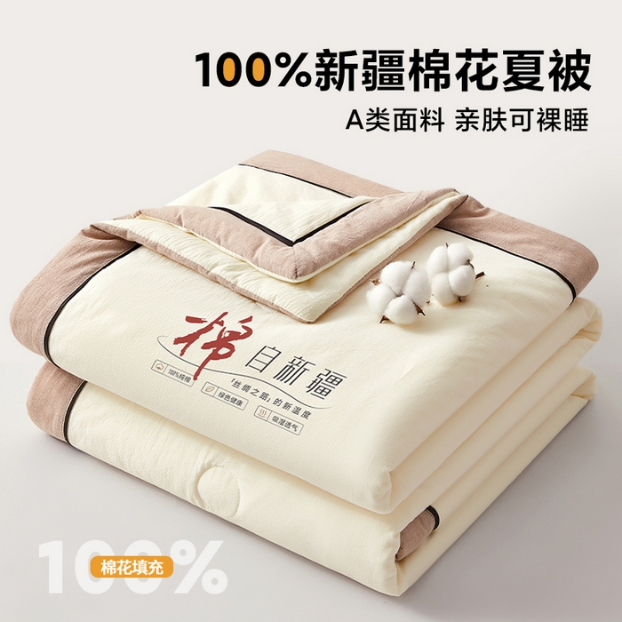91家纺网 家纺一手货源 找家纺 （总）创优家纺 2026新款新疆棉花夏被无印风纯色100%新疆棉夏凉被空调被棉花夏被棉花被子百分百新疆棉可水洗/可机洗棉花被（专版烫画 盗版必究）