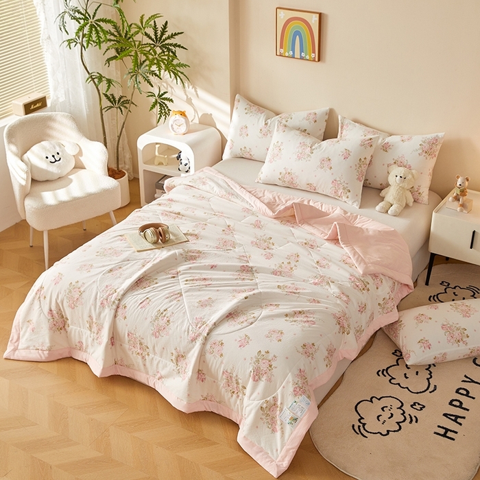 91家纺网 家纺一手货源 找家纺 （总）海洋家纺 2026新款100%新疆棉花印花夏被亲肤仿棉夏凉被纯手包边空调被薄被子