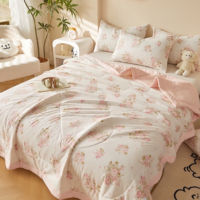 91家纺网 家纺一手货源 找家纺 （总）海洋家纺 2026新款100%新疆棉花印花夏被亲肤仿棉夏凉被纯手包边空调被薄被子