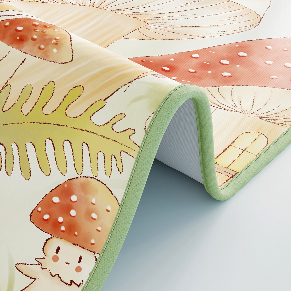 91家纺网 家纺一手货源 找家纺 奇丝雅 2026新款A类数码印花大版1100D水光冰丝凉席凉席婴儿儿童新生【三明治网底】 蘑菇城堡【三明治网底】