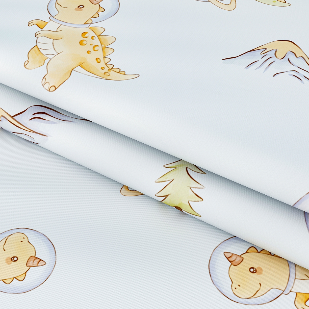 91家纺网 家纺一手货源 找家纺 奇丝雅 2026新款A类数码印花大版1100D水光冰丝凉席凉席婴儿儿童新生【三明治网底】 呆萌恐龙【三明治网底】