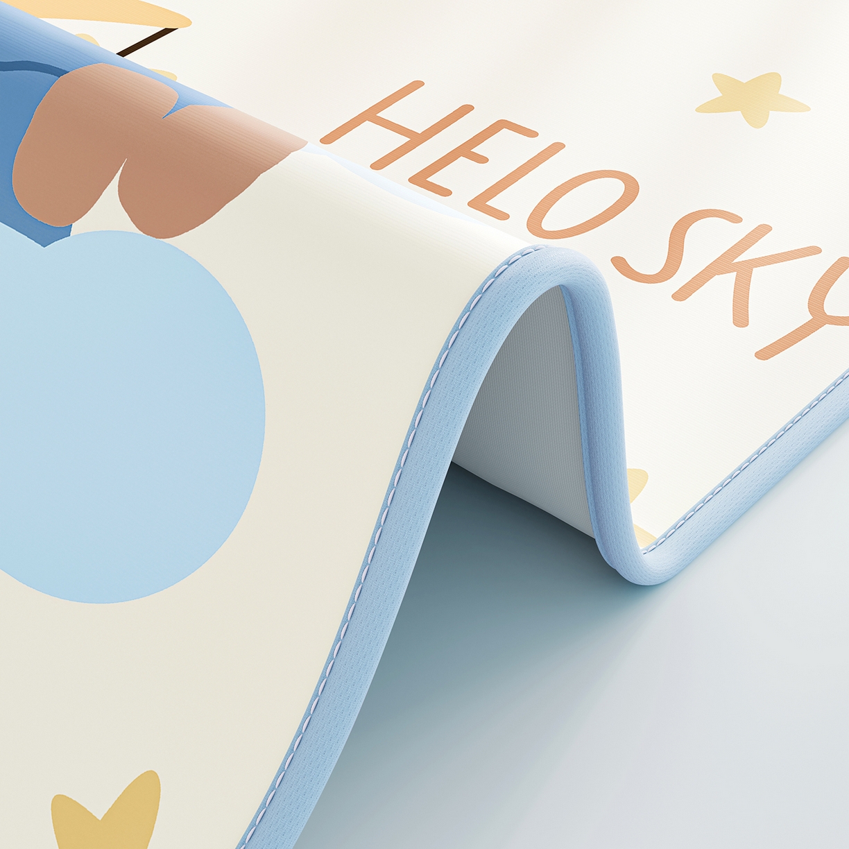 91家纺网 家纺一手货源 找家纺 奇丝雅 2026新款A类数码印花大版1100D水光冰丝凉席凉席婴儿儿童新生【三明治网底】 月亮熊【三明治网底】