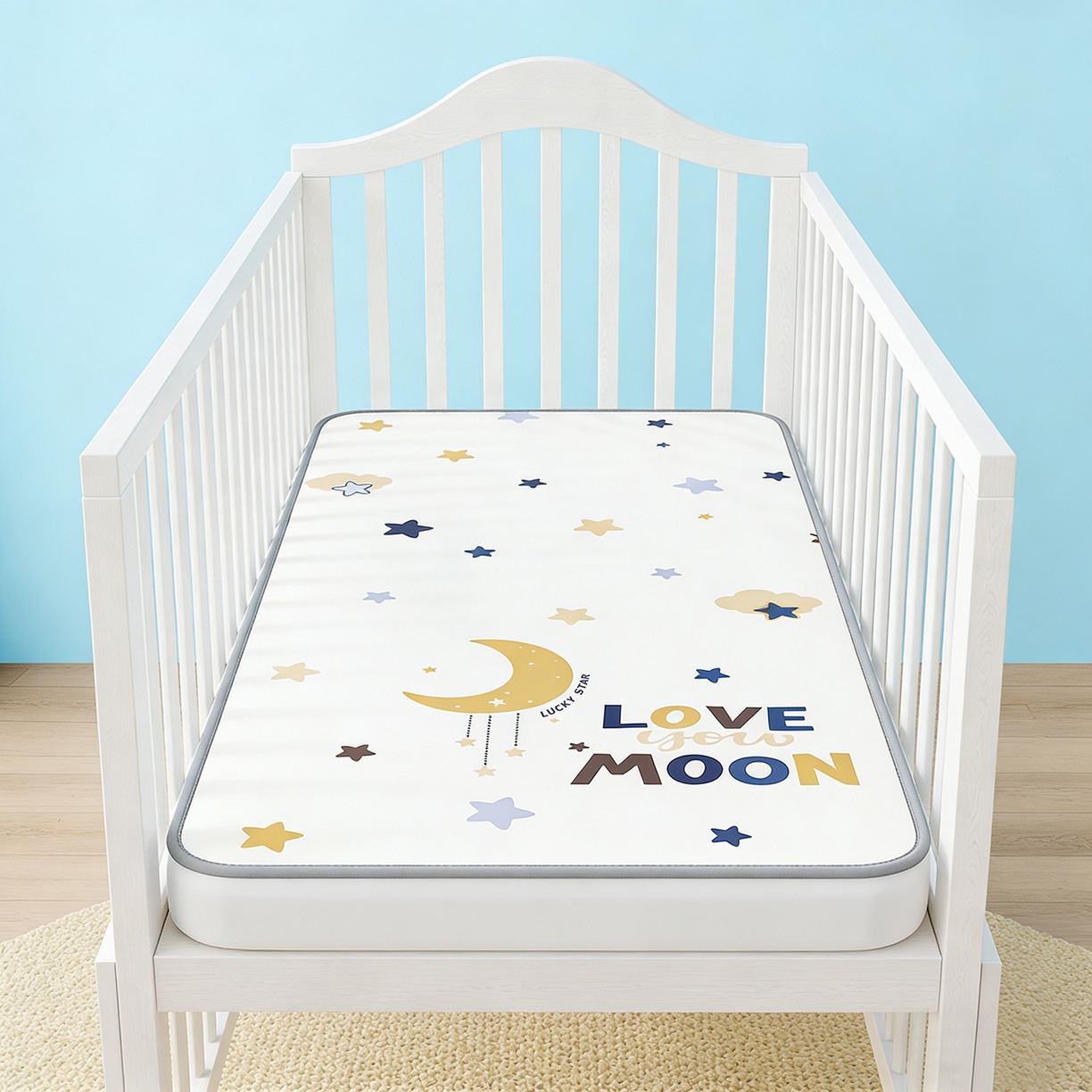 91家纺网 家纺一手货源 找家纺 奇丝雅 2026新款A类数码印花大版1100D水光冰丝凉席凉席婴儿儿童新生【三明治网底】 满天星辰【三明治网底】