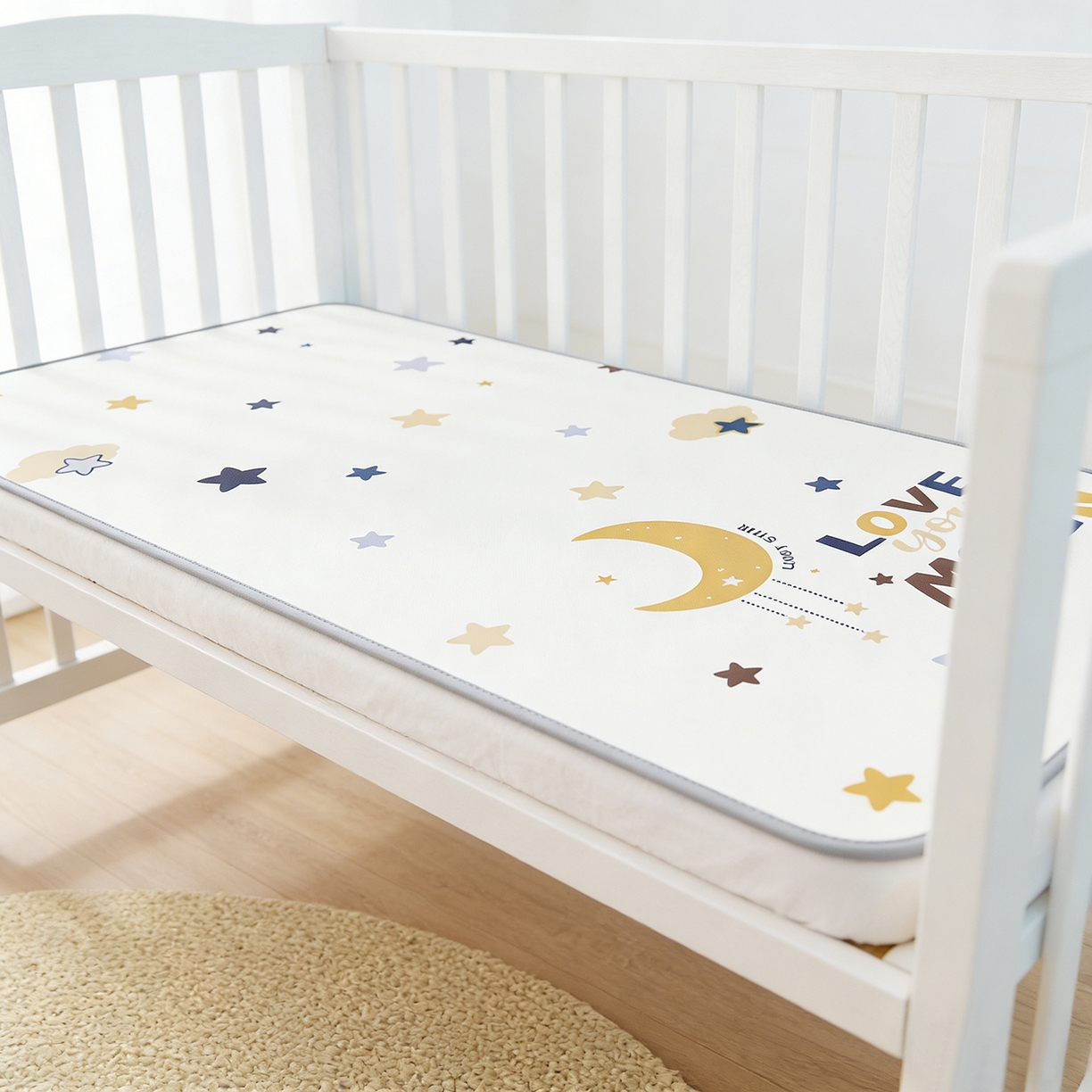 91家纺网 家纺一手货源 找家纺 奇丝雅 2026新款A类数码印花大版1100D水光冰丝凉席凉席婴儿儿童新生【三明治网底】 满天星辰【三明治网底】