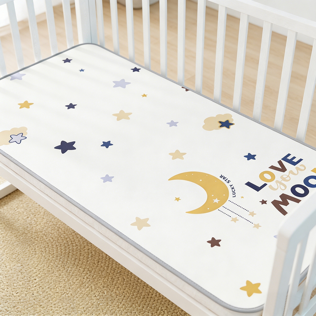 91家纺网 家纺一手货源 找家纺 奇丝雅 2026新款A类数码印花大版1100D水光冰丝凉席凉席婴儿儿童新生【三明治网底】 满天星辰【三明治网底】