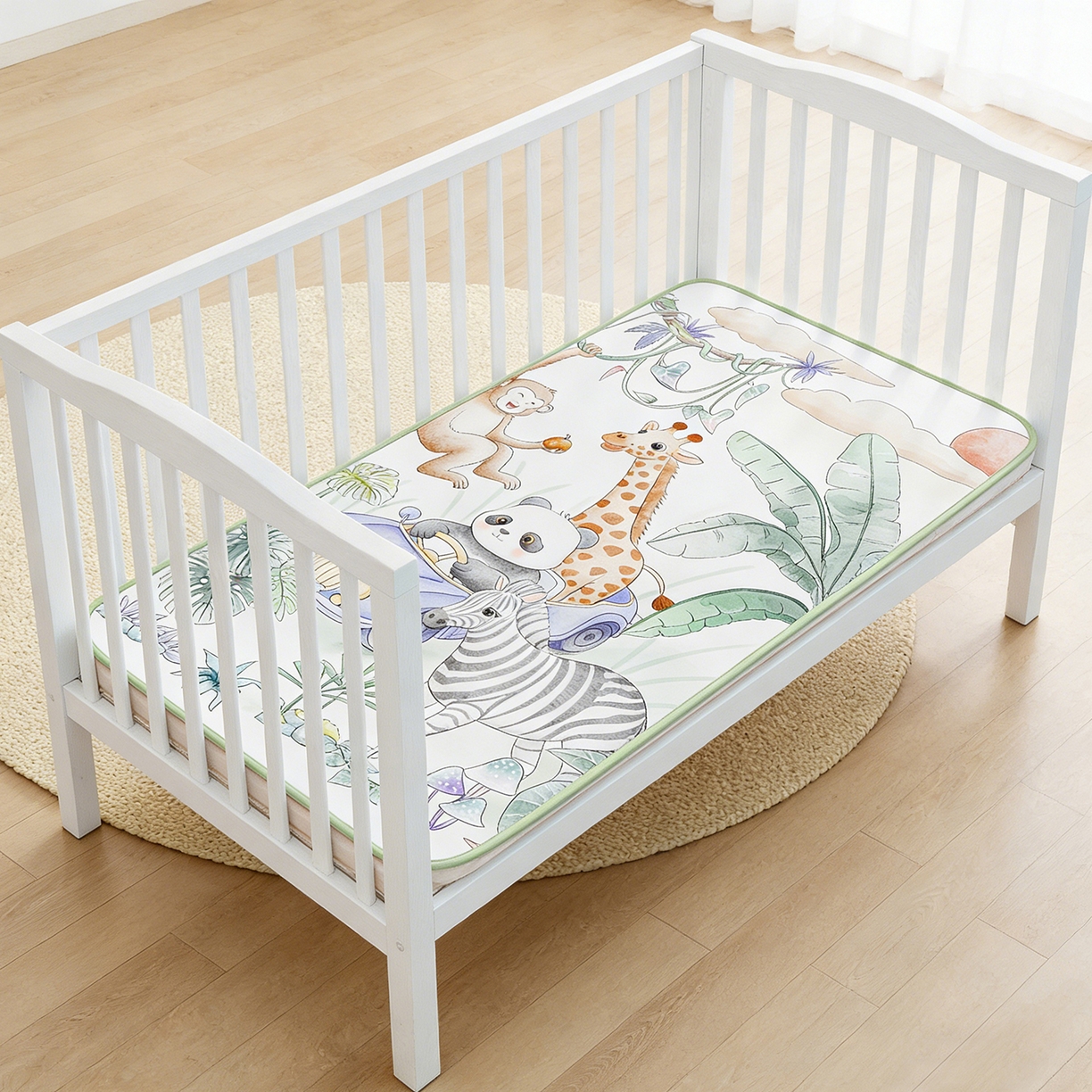 91家纺网 家纺一手货源 找家纺 奇丝雅 2026新款A类数码印花大版1100D水光冰丝凉席凉席婴儿儿童新生【三明治网底】 动物乐园【三明治网底】