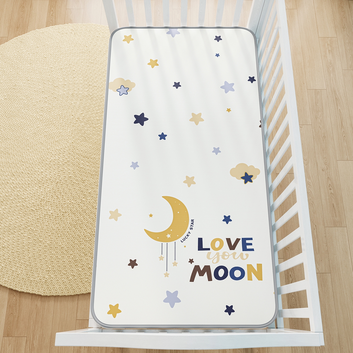 91家纺网 家纺一手货源 找家纺 奇丝雅 2026新款A类数码印花大版1100D水光冰丝凉席凉席婴儿儿童新生【三明治网底】 满天星辰【三明治网底】