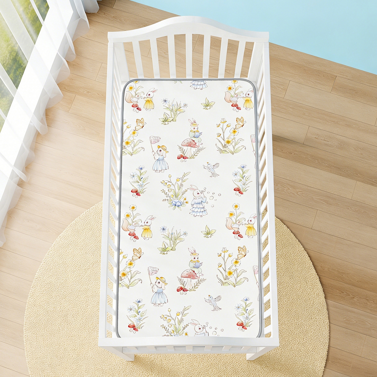 91家纺网 家纺一手货源 找家纺 奇丝雅 2026新款A类数码印花大版1100D水光冰丝凉席凉席婴儿儿童新生【三明治网底】 精灵小兔【三明治网底】