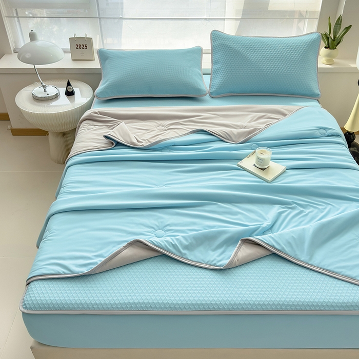 91家纺网 家纺一手货源 找家纺 （总）乐家欣 2026新款凉感冰丝床席床笠四件套