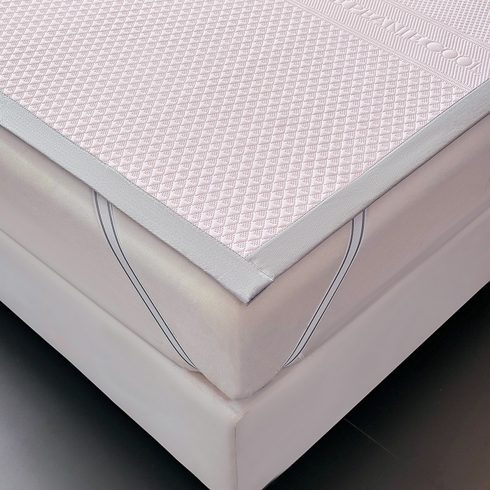 91家纺网 家纺一手货源 找家纺 乐家欣 2026新款凉感冰丝床席床笠四件套 冰丝床席款-蜜桃粉