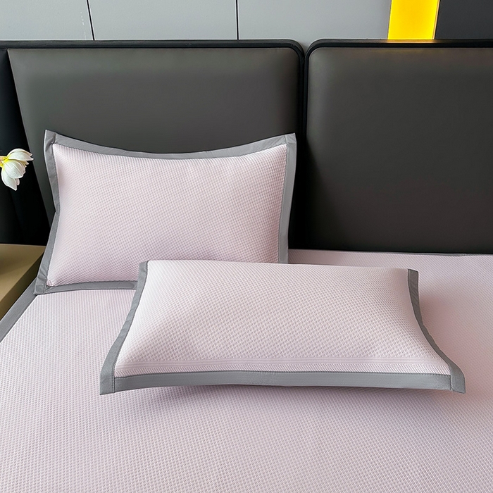 91家纺网 家纺一手货源 找家纺 乐家欣 2026新款凉感冰丝床席床笠四件套 冰丝床席款-蜜桃粉