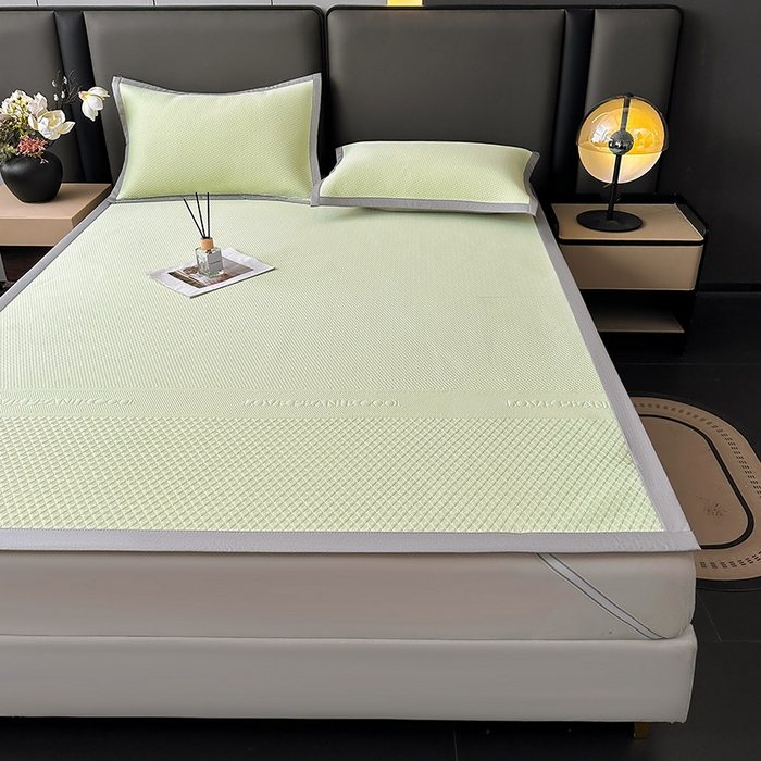 91家纺网 家纺一手货源 找家纺 乐家欣 2026新款凉感冰丝床席床笠四件套 冰丝床席款-嫩绿