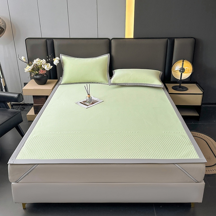 91家纺网 家纺一手货源 找家纺 乐家欣 2026新款凉感冰丝床席床笠四件套 冰丝床席款-嫩绿