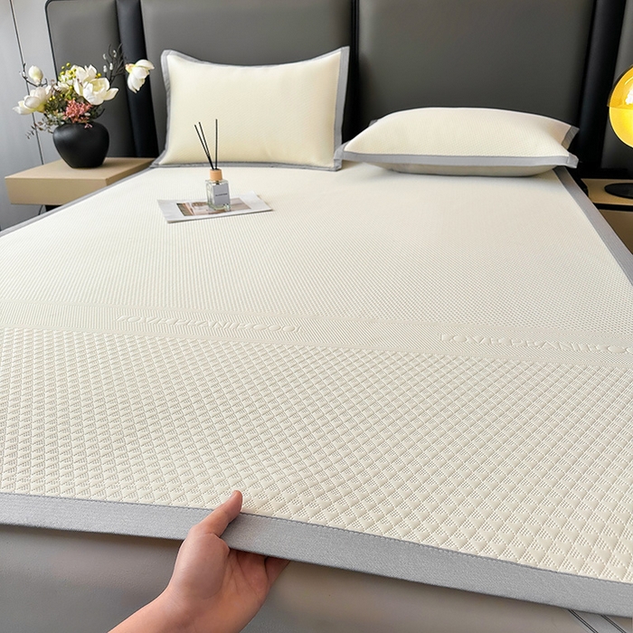 91家纺网 家纺一手货源 找家纺 乐家欣 2026新款凉感冰丝床席床笠四件套 冰丝床席款-奶昔白