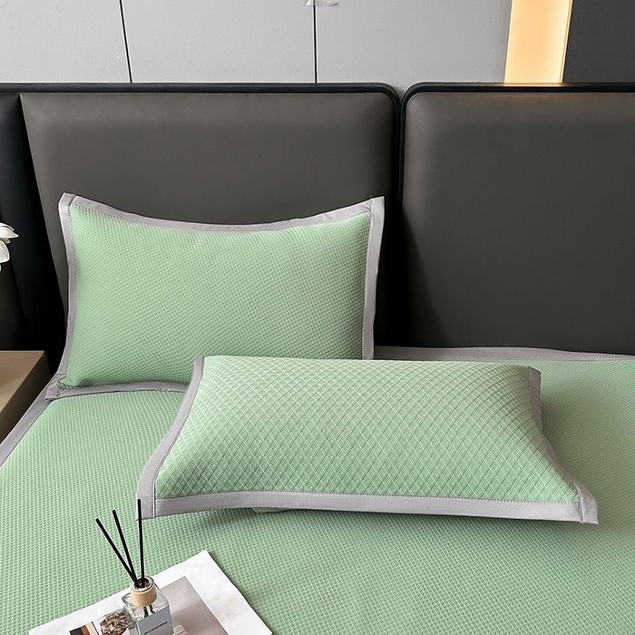 91家纺网 家纺一手货源 找家纺 乐家欣 2026新款凉感冰丝床席床笠四件套 冰丝床席款-松绿