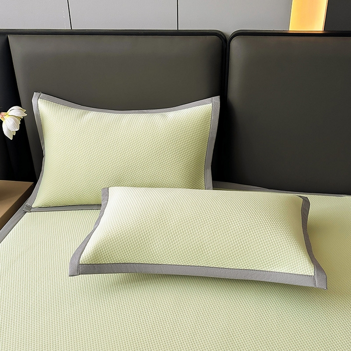 91家纺网 家纺一手货源 找家纺 乐家欣 2026新款凉感冰丝床席床笠四件套 冰丝床席款-嫩绿