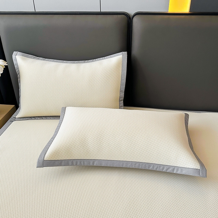 91家纺网 家纺一手货源 找家纺 乐家欣 2026新款凉感冰丝床席床笠四件套 冰丝床席款-奶昔白