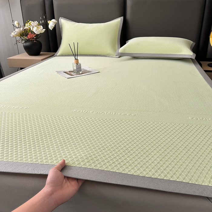 91家纺网 家纺一手货源 找家纺 乐家欣 2026新款凉感冰丝床席床笠四件套 冰丝床席款-嫩绿