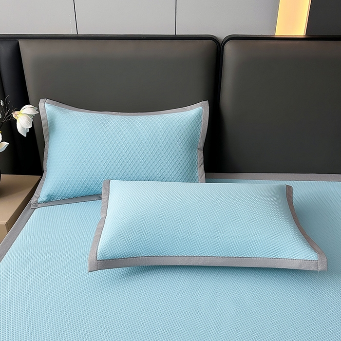 91家纺网 家纺一手货源 找家纺 乐家欣 2026新款凉感冰丝床席床笠四件套 冰丝床席款-清水蓝