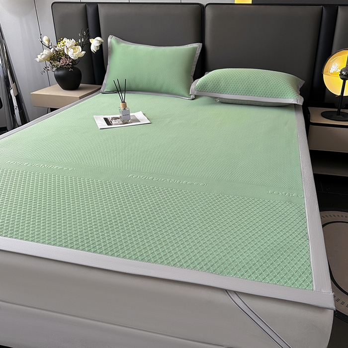 91家纺网 家纺一手货源 找家纺 乐家欣 2026新款凉感冰丝床席床笠四件套 冰丝床席款-松绿