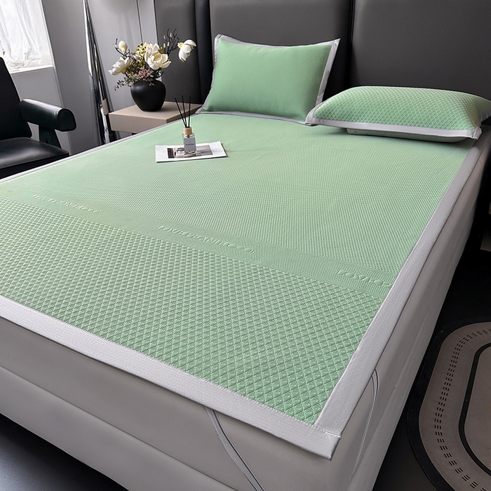 91家纺网 家纺一手货源 找家纺 乐家欣 2026新款凉感冰丝床席床笠四件套 冰丝床席款-松绿