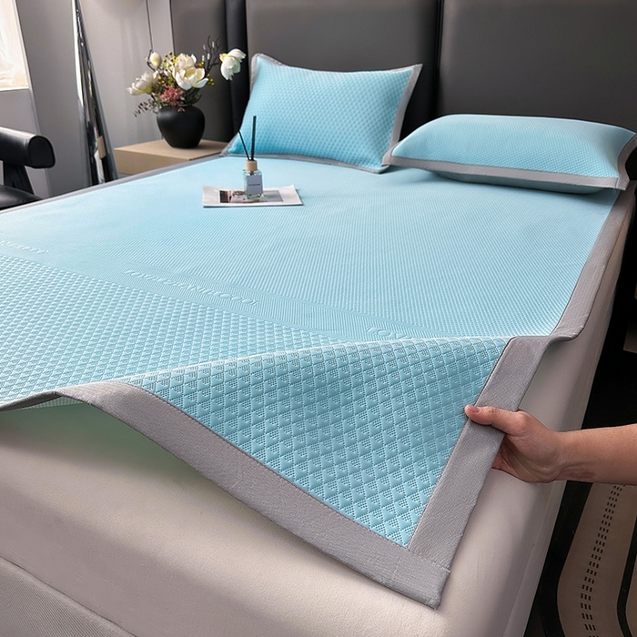乐家欣 2026新款凉感冰丝床席床笠四件套 冰丝床席款-清水蓝