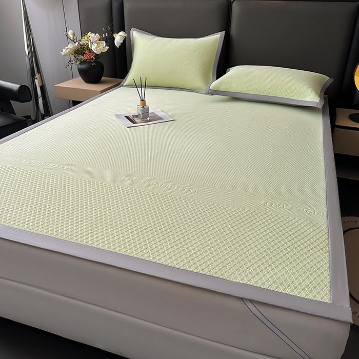 91家纺网 家纺一手货源 找家纺 乐家欣 2026新款凉感冰丝床席床笠四件套 冰丝床席款-嫩绿