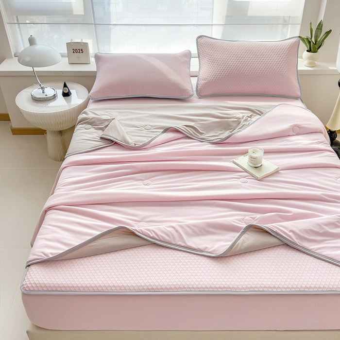 乐家欣 2026新款凉感冰丝床席床笠四件套 冰丝床笠款-蜜桃粉