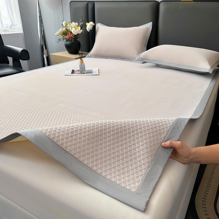 乐家欣 2026新款凉感冰丝床席床笠四件套 冰丝床席款-浅灰