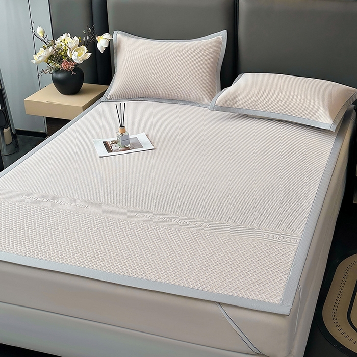 91家纺网 家纺一手货源 找家纺 乐家欣 2026新款凉感冰丝床席床笠四件套 冰丝床席款-浅灰