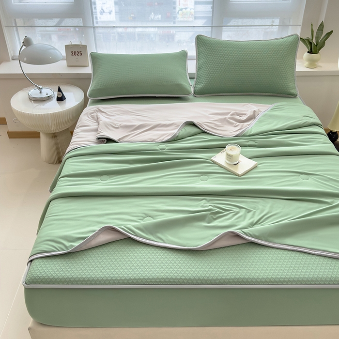 乐家欣 2026新款凉感冰丝床席床笠四件套 冰丝床笠款-松绿