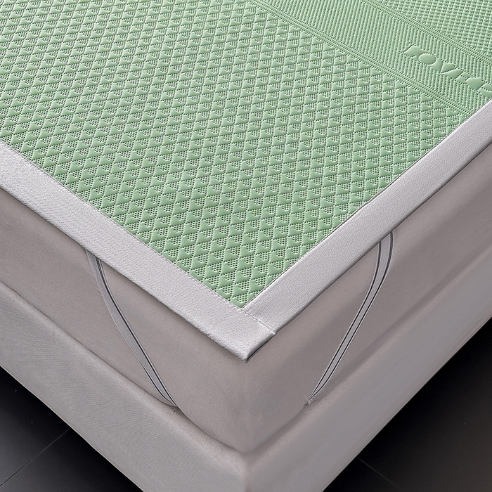 91家纺网 家纺一手货源 找家纺 乐家欣 2026新款凉感冰丝床席床笠四件套 冰丝床席款-松绿