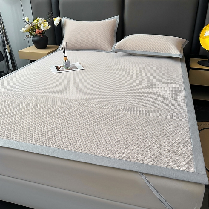 91家纺网 家纺一手货源 找家纺 乐家欣 2026新款凉感冰丝床席床笠四件套 冰丝床席款-浅灰