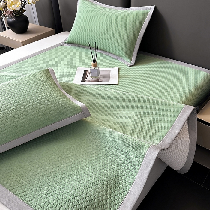 91家纺网 家纺一手货源 找家纺 乐家欣 2026新款凉感冰丝床席床笠四件套 冰丝床席款-松绿