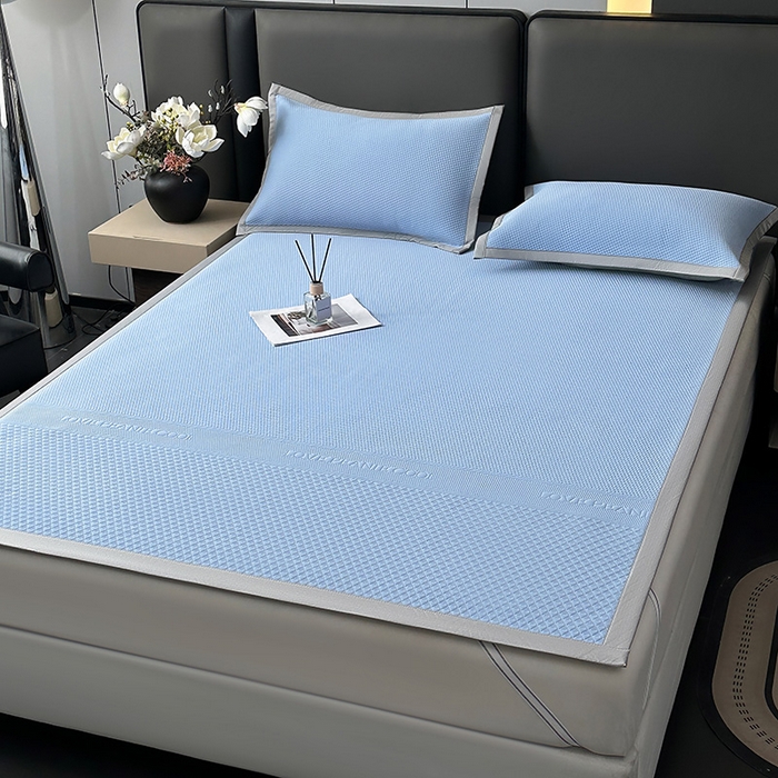 91家纺网 家纺一手货源 找家纺 乐家欣 2026新款凉感冰丝床席床笠四件套 冰丝床席款-宾利蓝